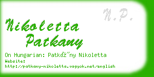 nikoletta patkany business card